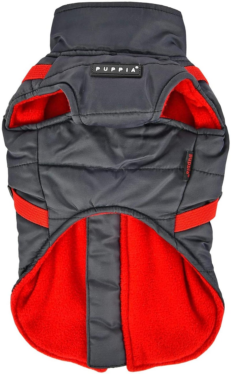 Puppia Mountaineer Winter Dog Coat with Integrated Harness No Pull Cold Weather Waterproof Warm Fleece Back Zipper for Small & Medium Dog, Grey, X-Large - Image 2